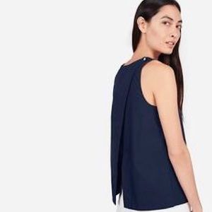 Everlane Open Back Poplin Shirt Navy Size 2